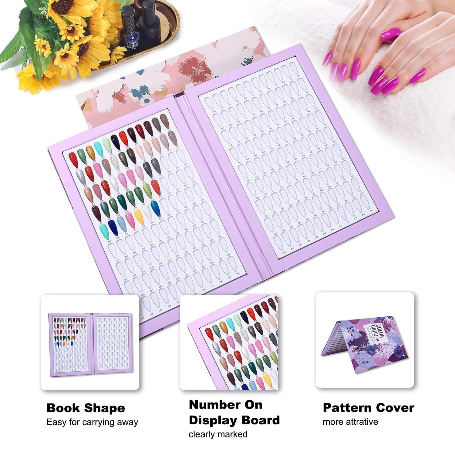 Acycoin2A 216 Nail Color Chart Display Gel Polish Book 29×21.7×2.8cm, A