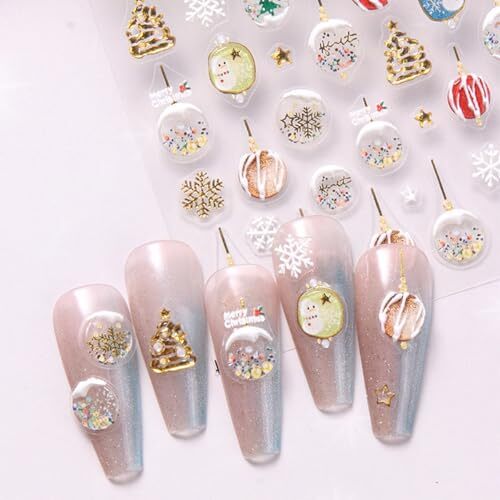 Christmas Nail Art Stickers Decals Christmas Crystal Ball Nail Christmas style3