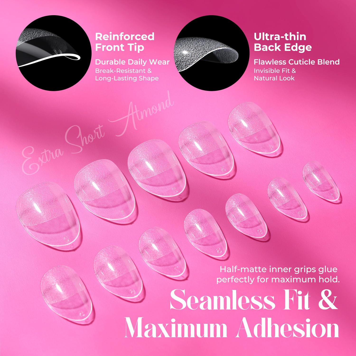 Gel Nail Kit: Extra Short Almond 216Pcs Pre-Etched Soft Gel Nail Tips and Nail G