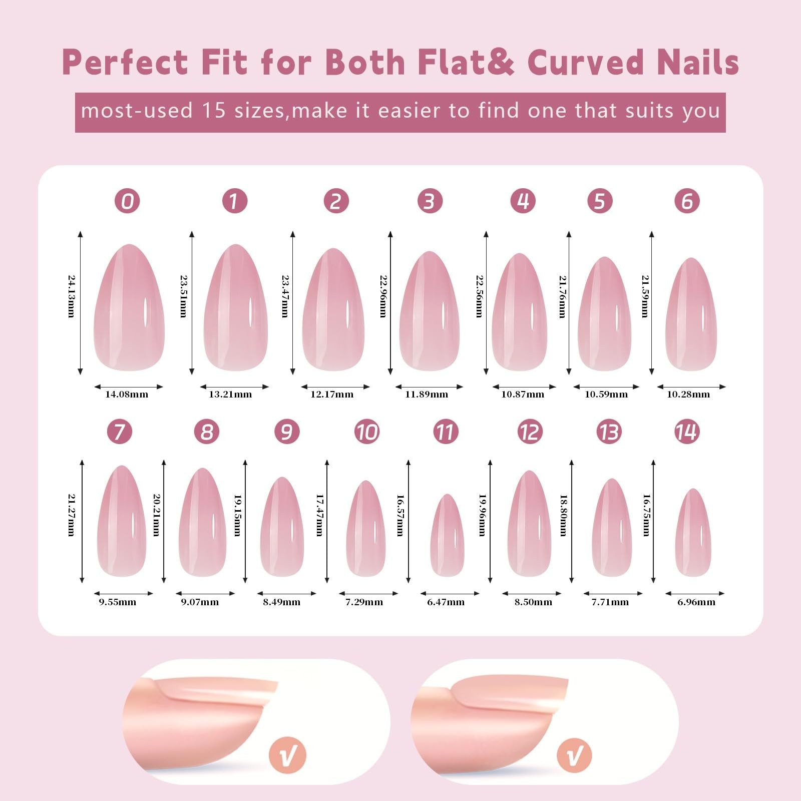 150Pcs Nude White Ombre Press on Nails Medium Almond Fake 0812, 0812-032