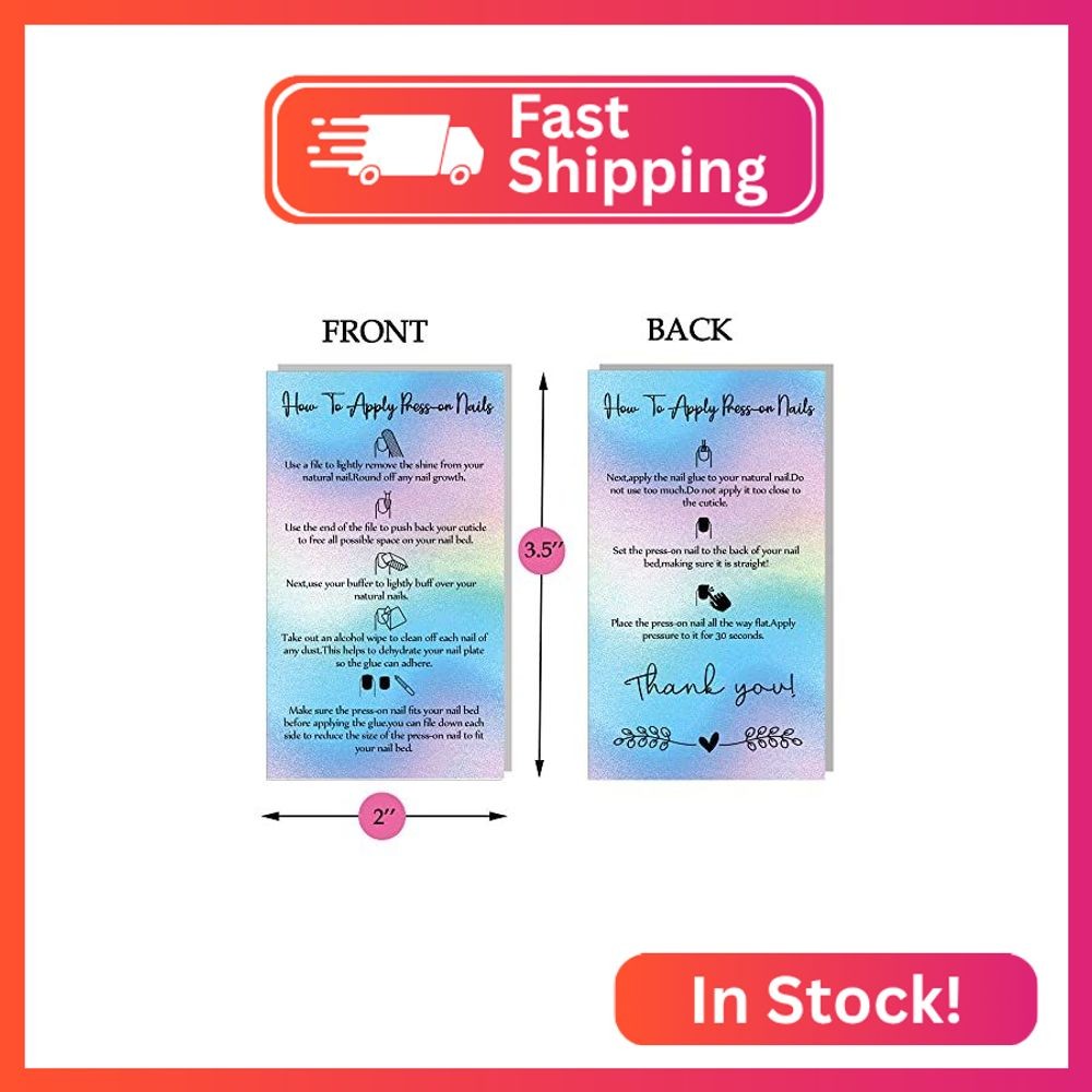 MAOSH Press-On Nail Application Instructions Cards, Aftercare Instructions Cards