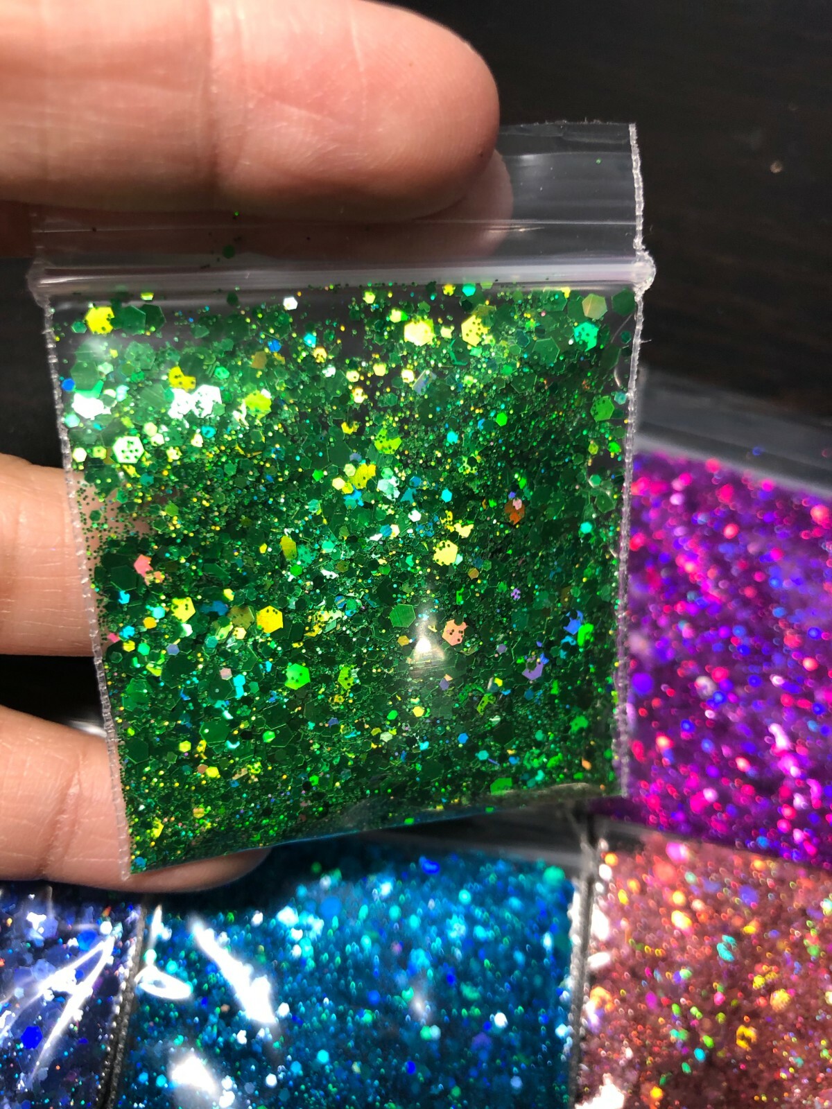 Holographic Glitter Hexagon Mix 0.4MM, 1MM, 2MM pink blue Nail Art US seller