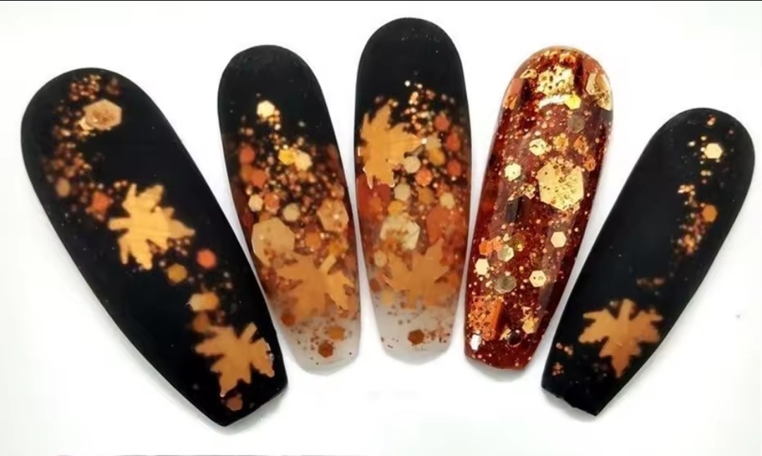 Maple Leaf Holographic Glitter Orange Color 1tsp Minibag