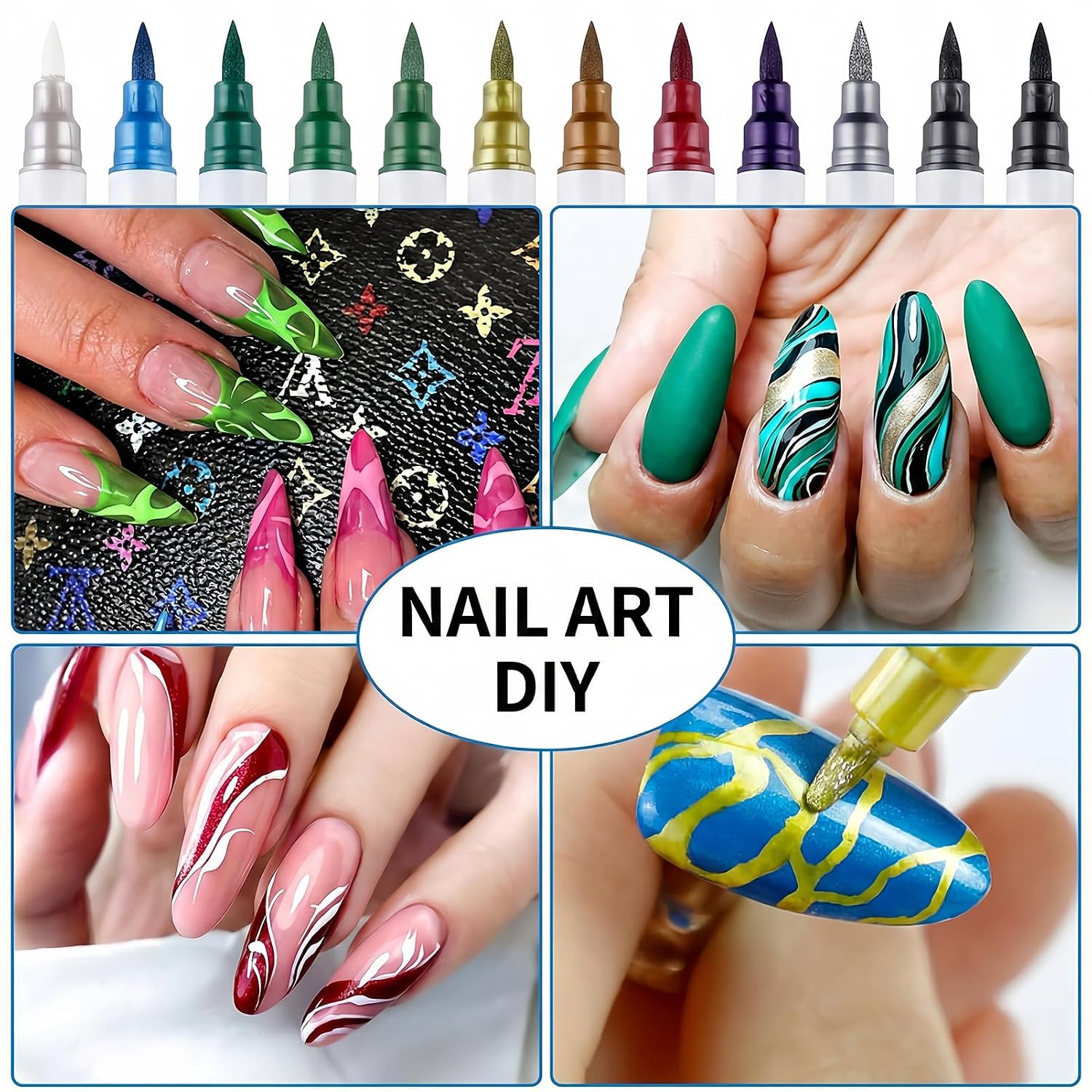 10 Colors Nail Art Pens Set, Dual Tip Metallic Nail Art Markers
