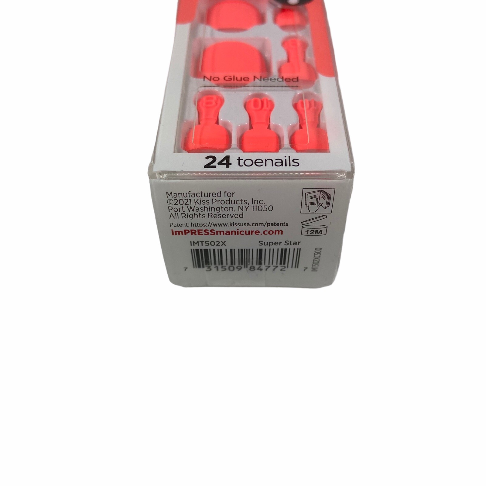 NEW Kiss Nails Impress Color Press On Pedicure Gel Solid Matte Coral Orange Toe