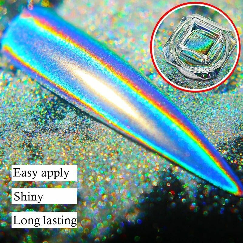 Unicorn Aurora Mirror Nail Chrome Powder Different Sizes Rainbow 1 2 & 3 gram UK