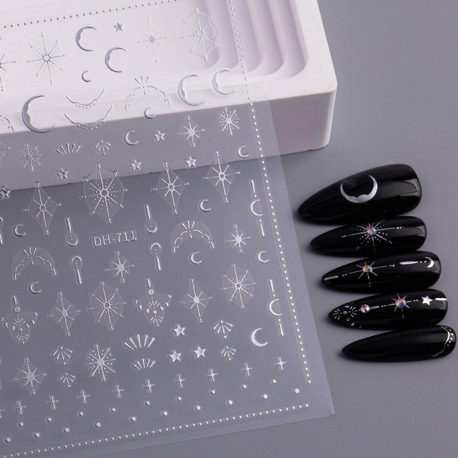 2 Sheets Star Nail Stickers Gold Silvery Nail Art Decals Moon Nails Supplies …