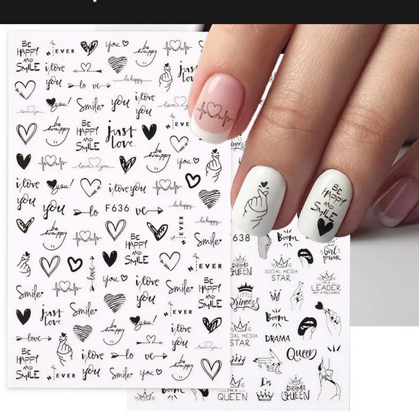 christmas Nail Art Stickers Self-adhesive Flower Leave, Lines, Geometry, Unicorn
