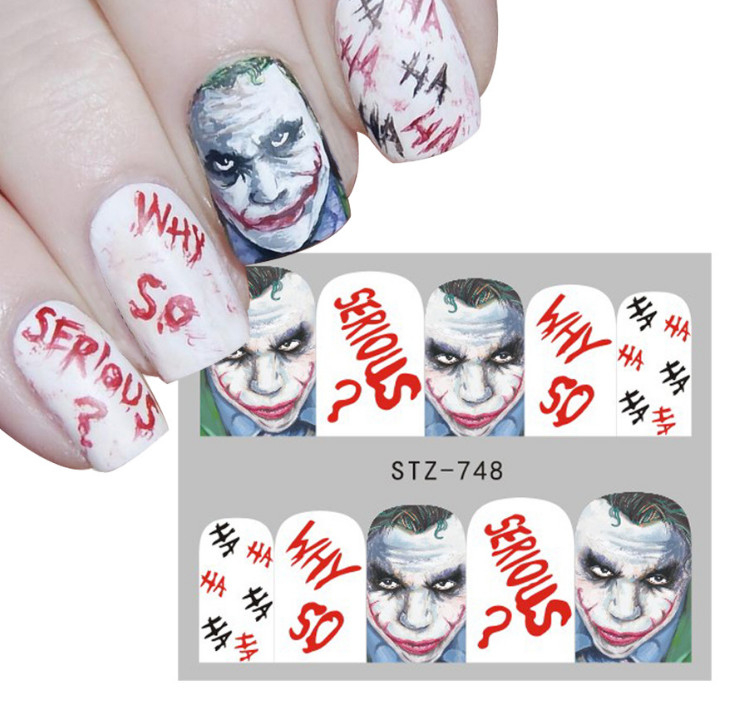 Nail Art Stickers Halloween Watermark Skull Evil Eye Decals Manicure Tattoo NS37