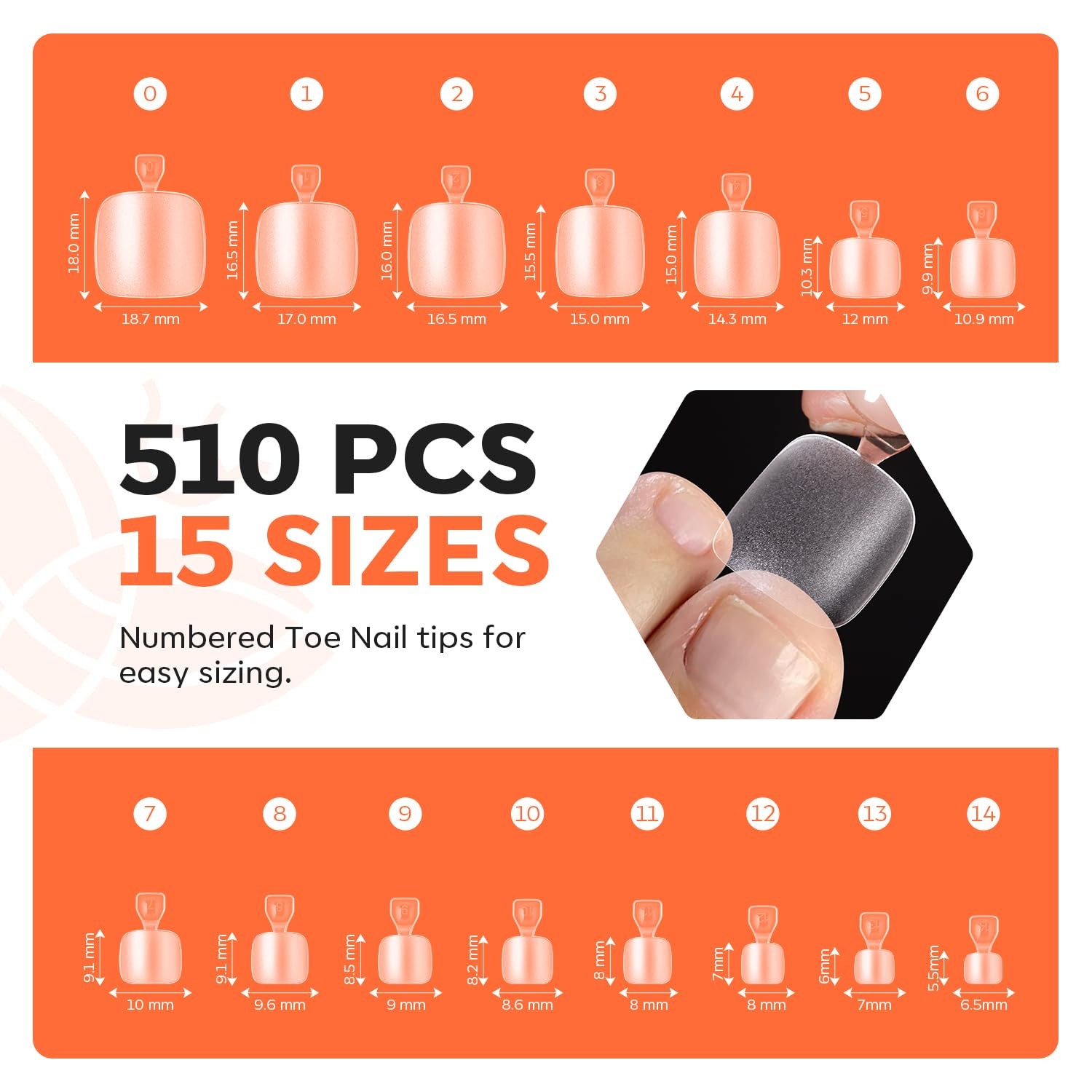 Modelones Short Square Toe Full Cover Nails, C1-510pcs Nails