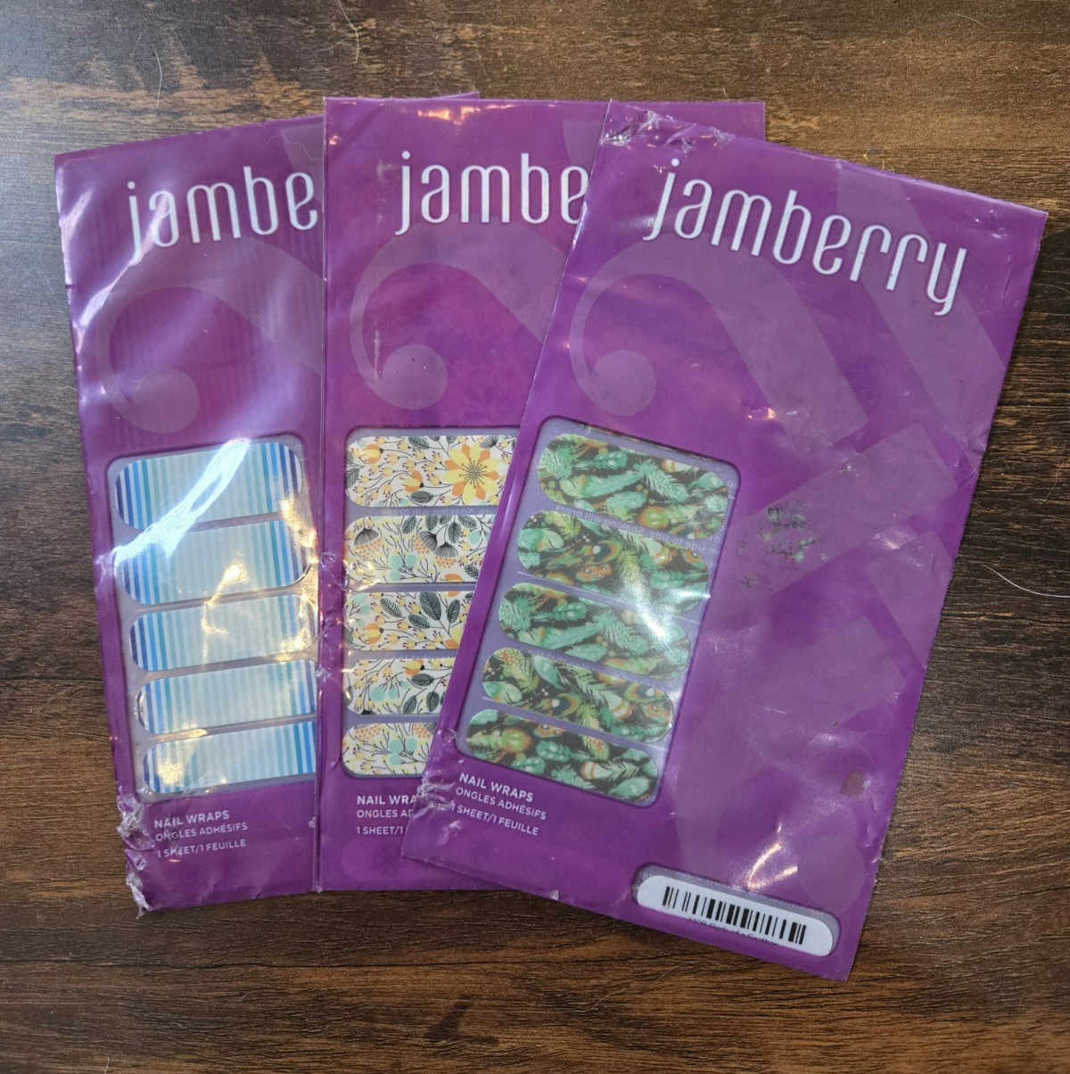 JAMBERRY NAIL WRAPS LOT of 3 Full Sets, Sweet Whimsy, Neptune, Birds of Feather