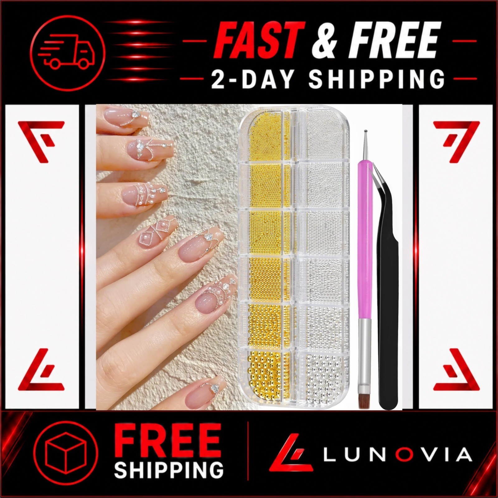 3D Mini Metal Caviar Nail Beads – Gold Silver Alloy Nail Art Charms
