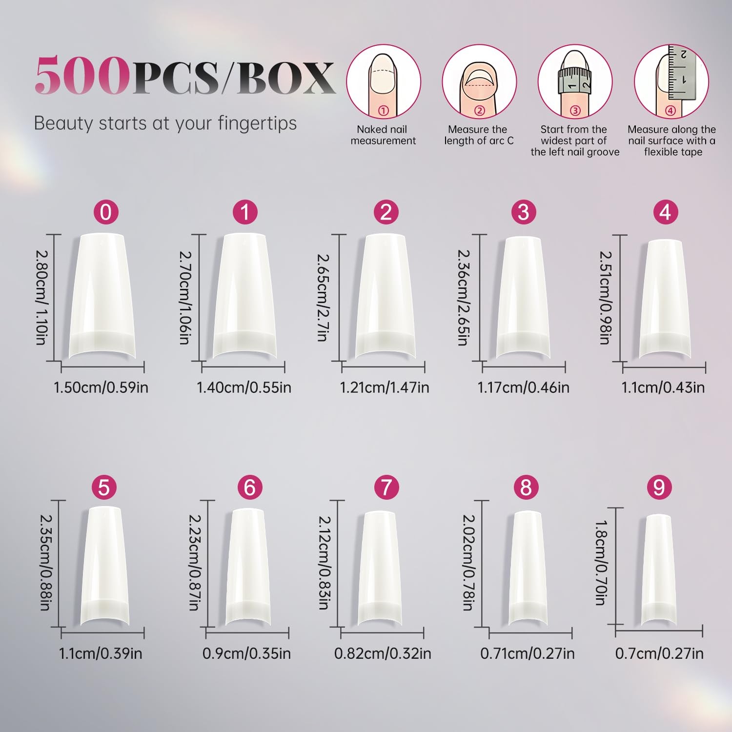 500PCS Soft Gel False Nails Tips Half Cover Acrylic Nail Tips 10 Sizes Lady …