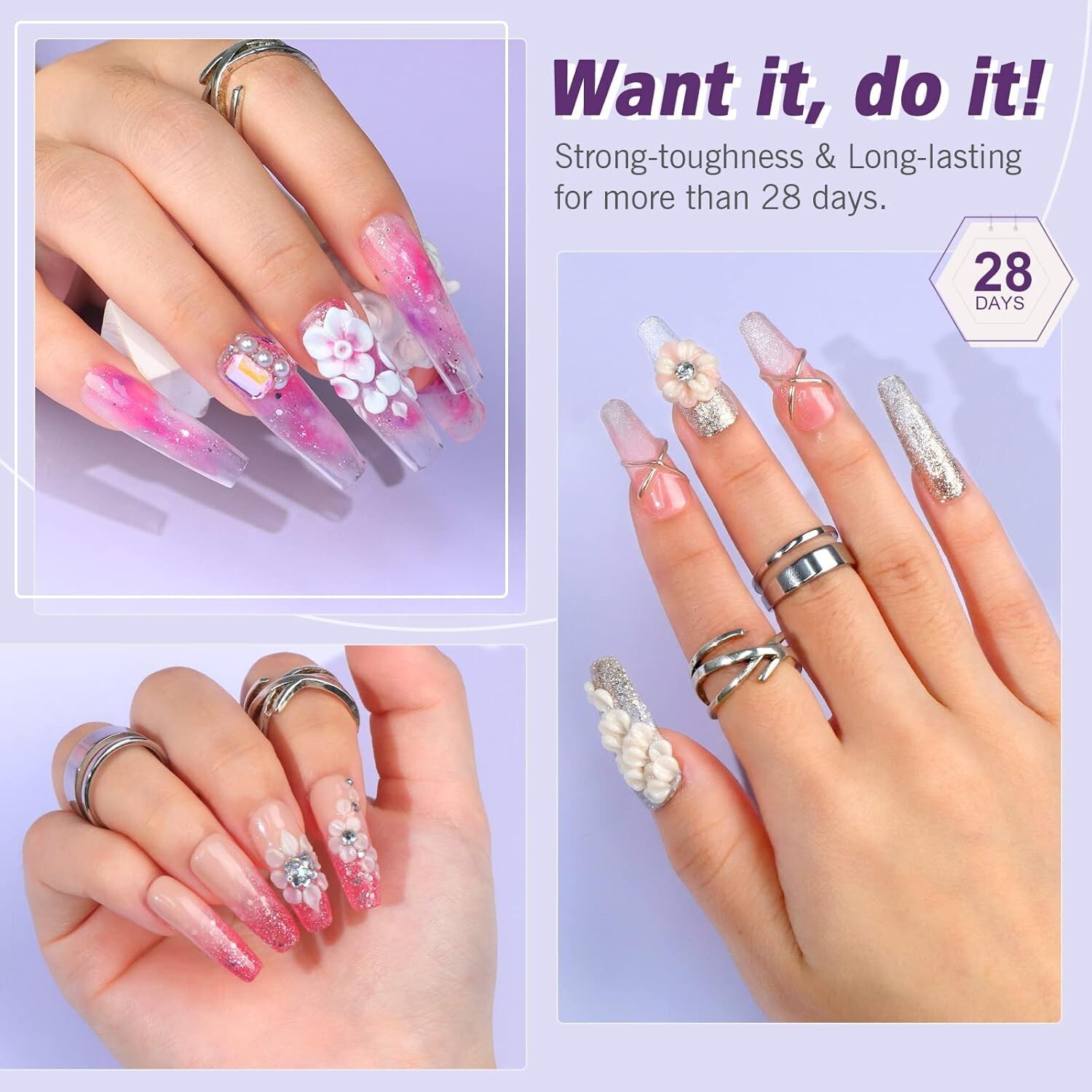 Acrylic Nail Kit 30g Clear Powder & 60ml Liquid Set With Nail Brush Extension