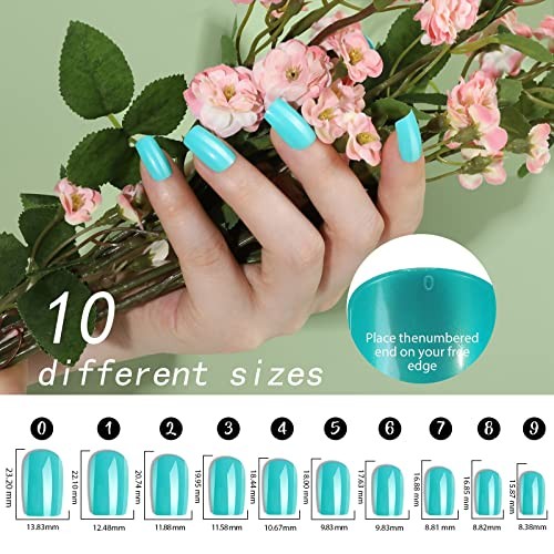 24 Colors Press on Nails Square, 24 Packs 576PCS Press on Medium Square Glossy