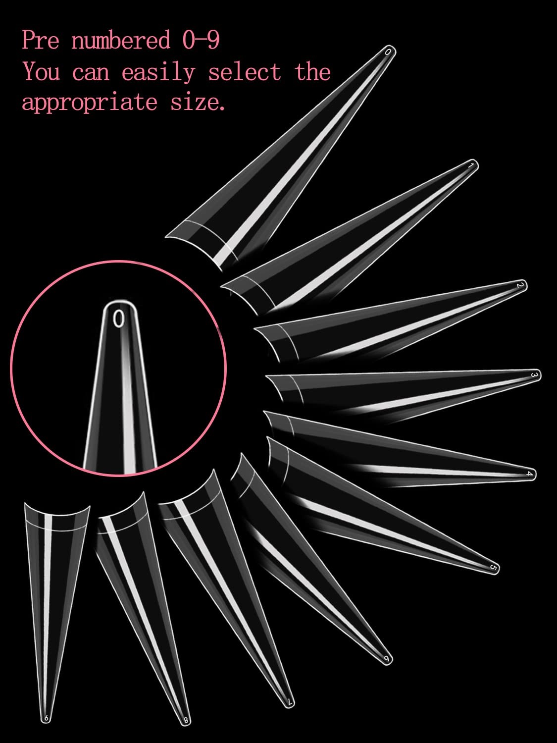 Stiletto Nail Tips for Acrylic Nail, 500pcs XXL Stiletto Nail Tips Half Cover…