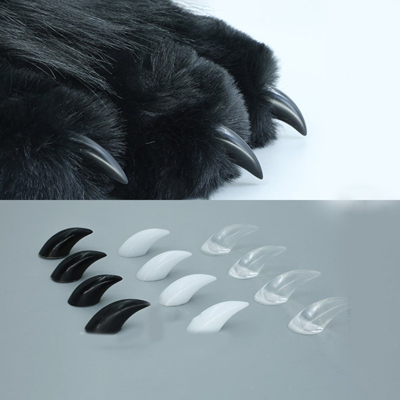 Claw Nails Press On Costume Animal Claws Cosplay Black White Transparent