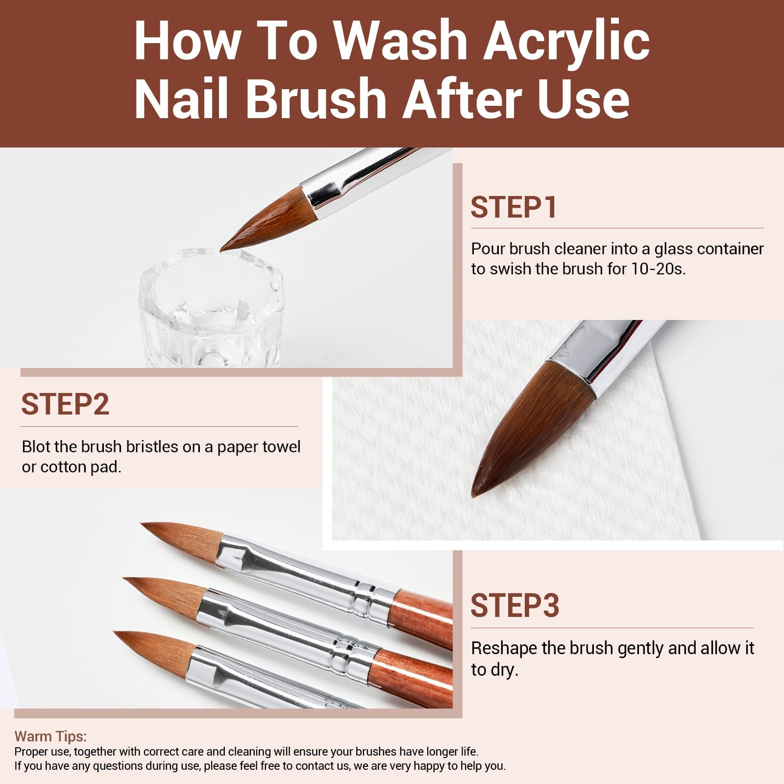 MODELONES Acrylic Nail Brush 100% Pure Kolinsky Hair Bristles Oval 8, Red
