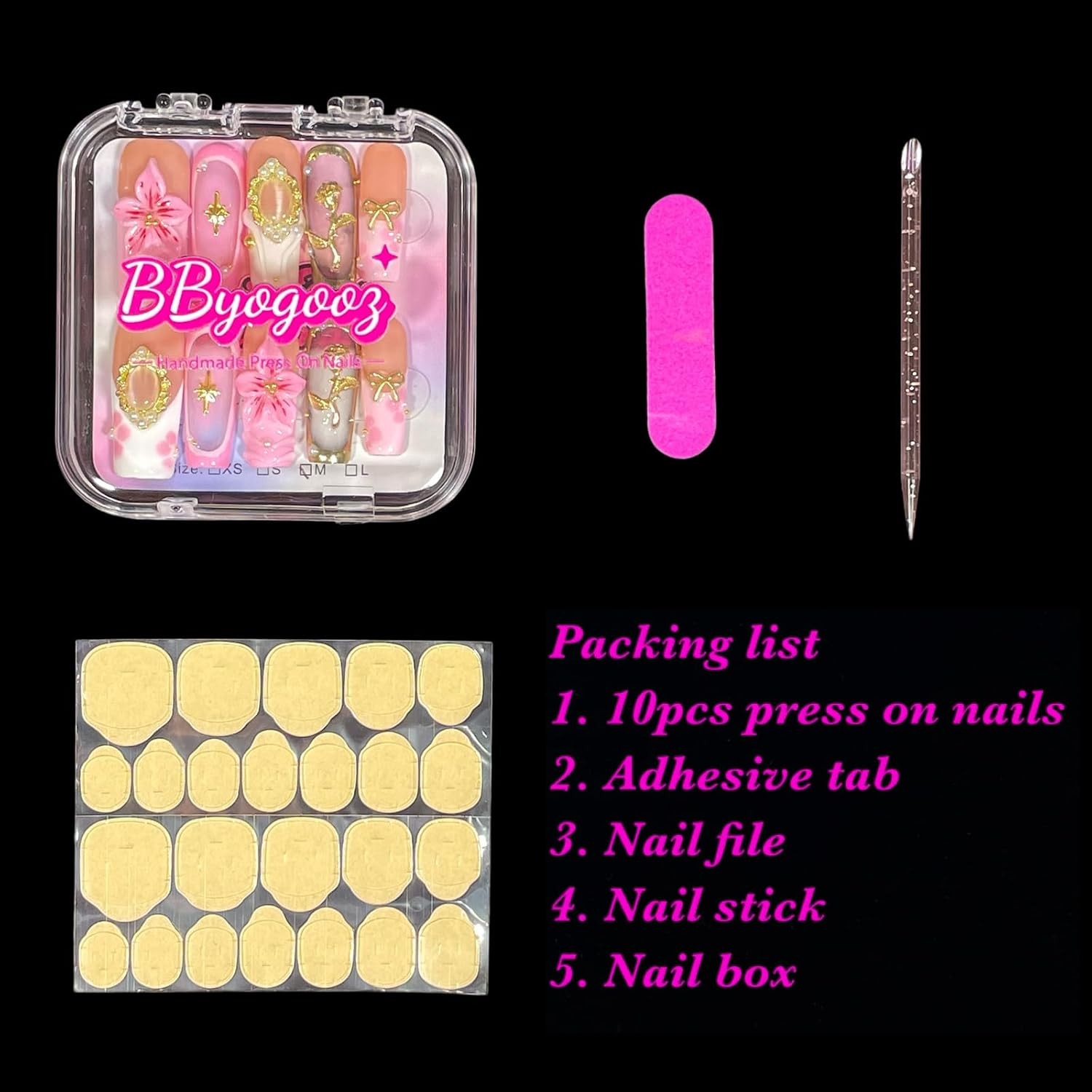 3D Floral Rose Pearl Handmade Reusable Square Press On Nails