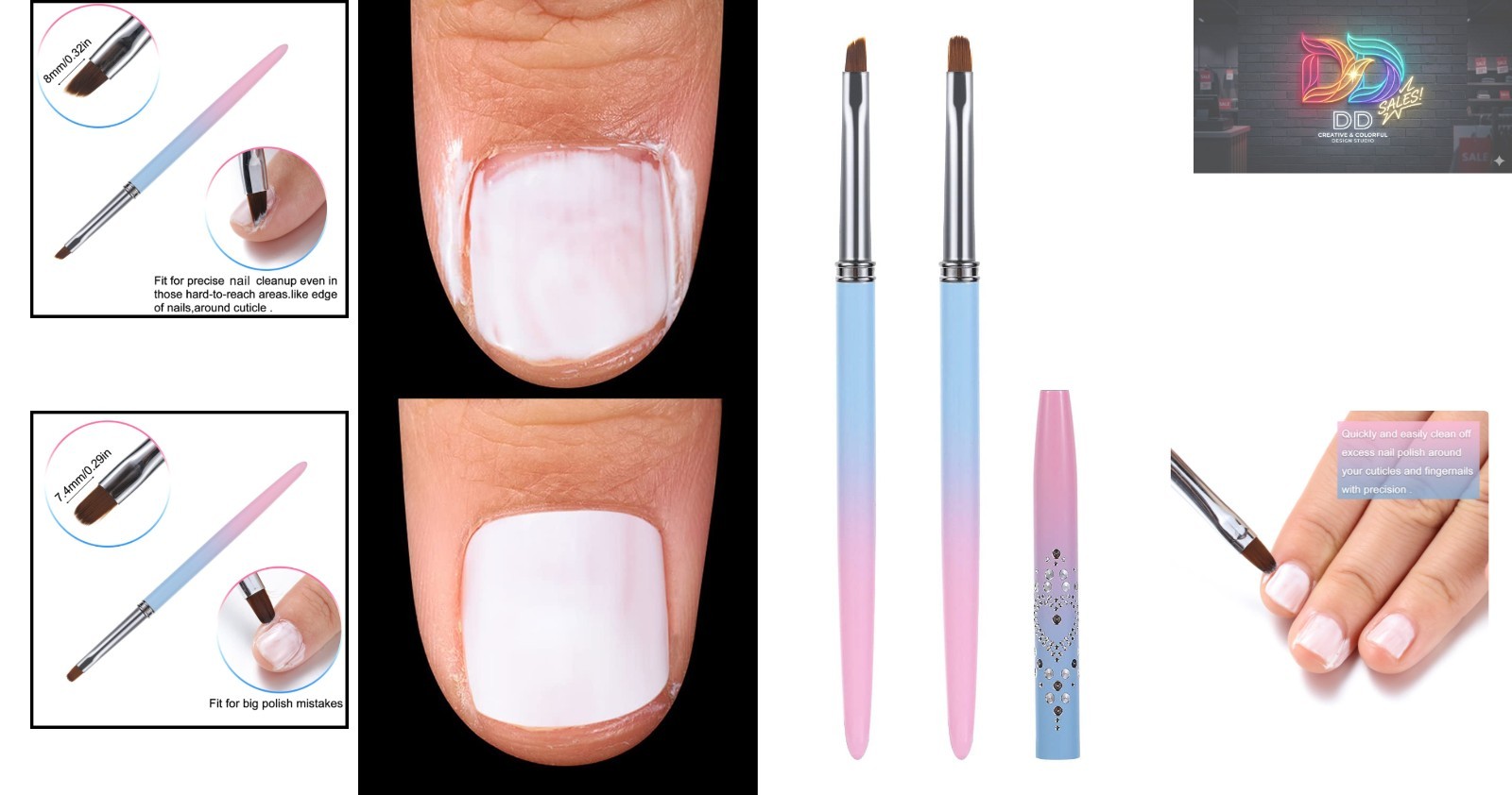 Pro Precision Nail Art Clean Up Brush Set
