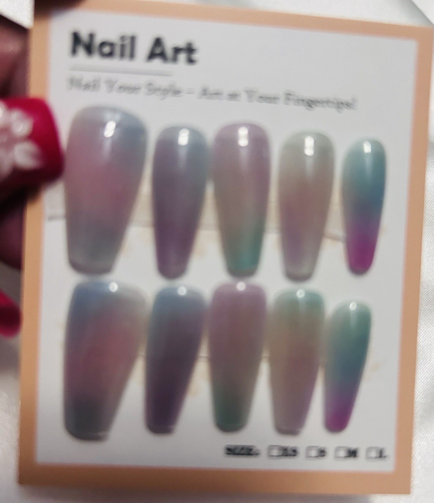 Multicolor Ombre Shimmer Press-On Nails Coffin Full Cover Pre-Designed