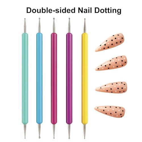 Nail Art Tools Set – 15pcs Nail Art Brushes, 5pcs Dual-Ended Dotting Pens,