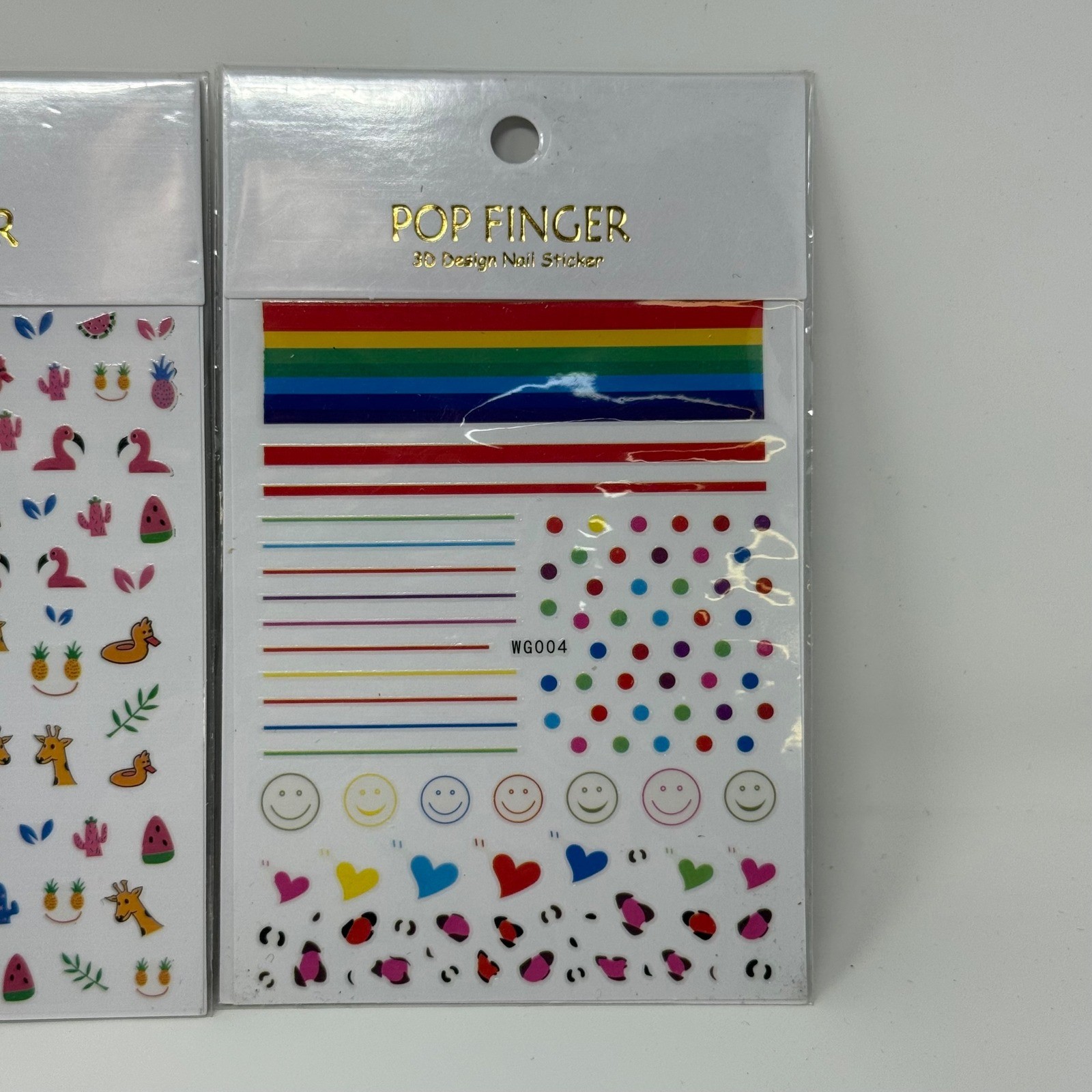Pop Finger 3D Design Nail Sticker Lot of 10 Sheets Fruit Floral Summer Emoji