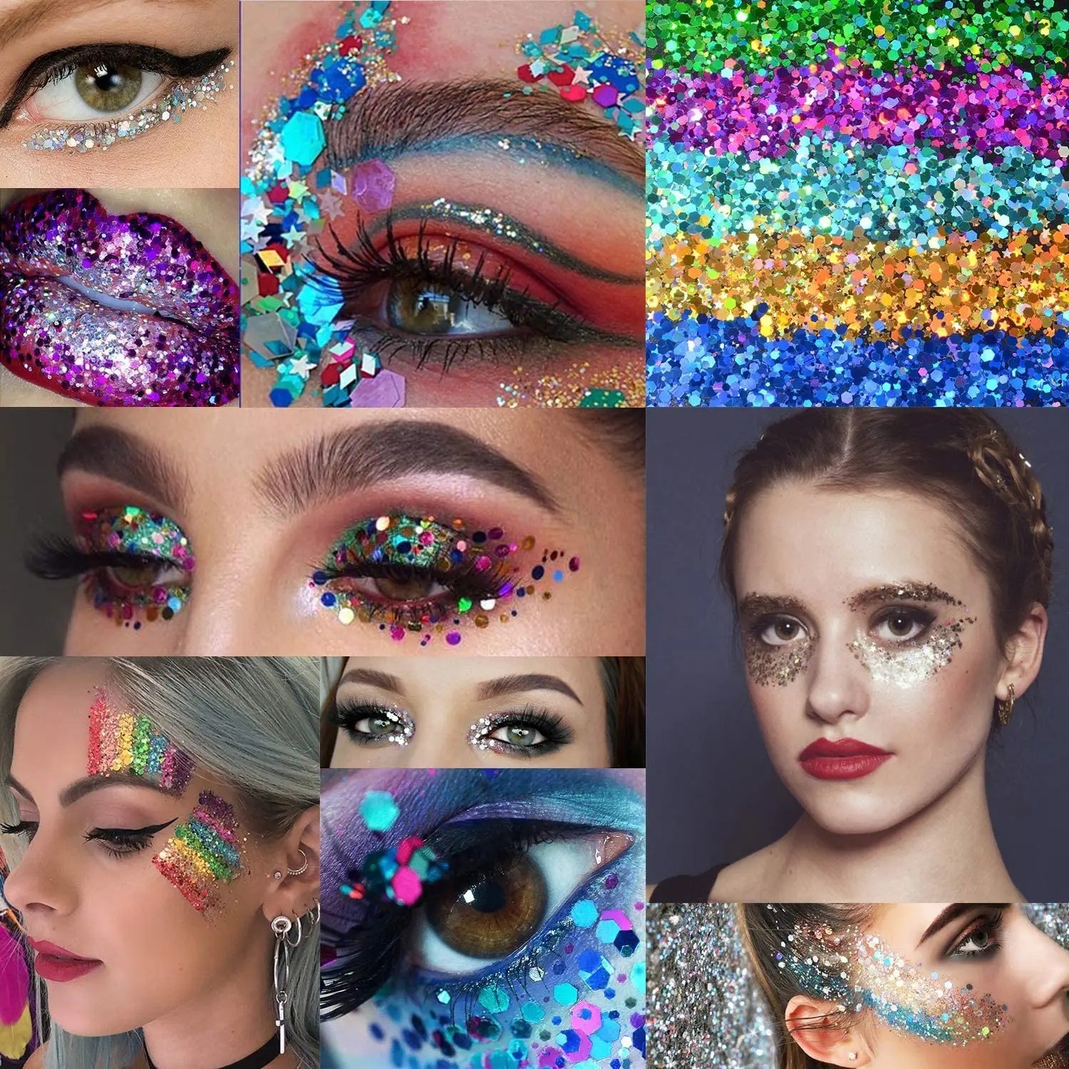 24 Colors Holographic Chunky Glitter, Laser Nail Art Flakes for Manicure Decor