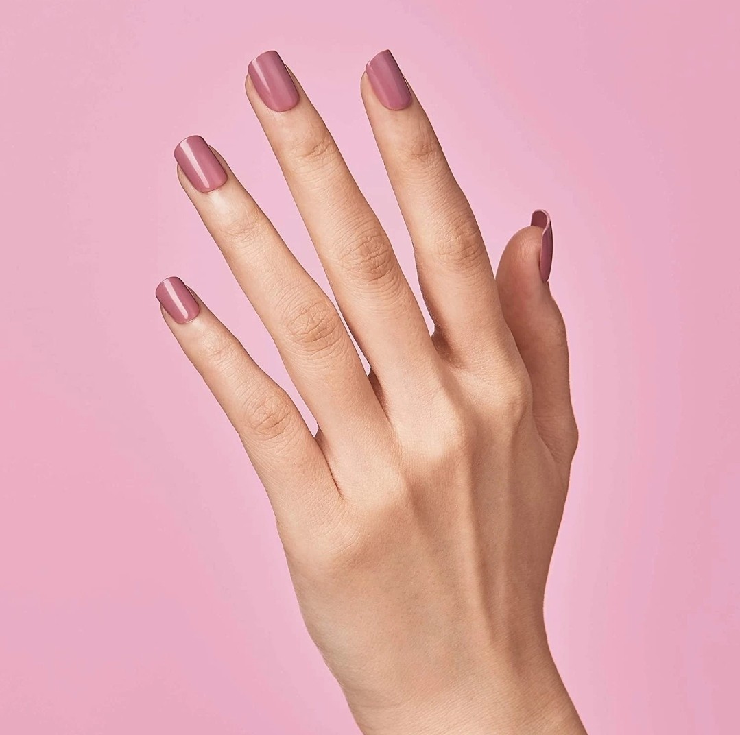 Press On Nails Shiny Glossy Pink Mauve Short Square No Glue Mani By imPRESS