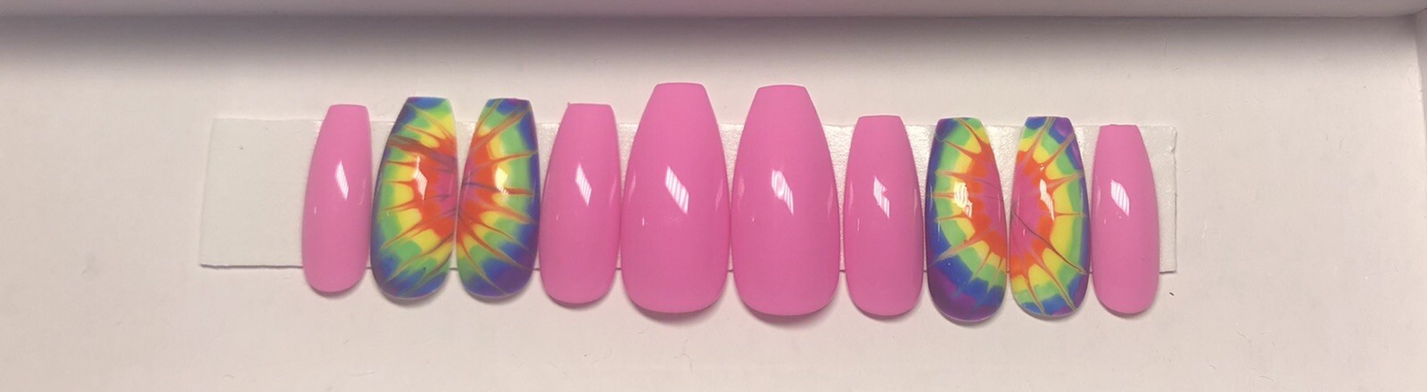Neon tye dyed press on nails