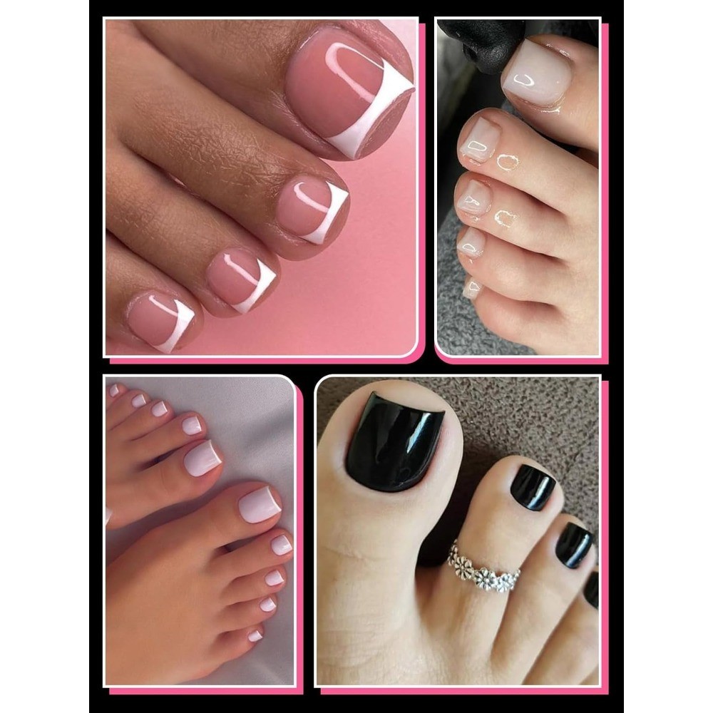 Reusable Poly Gel Toenail Kit with Forms, 120PCS Press on Toe Nail Tips in