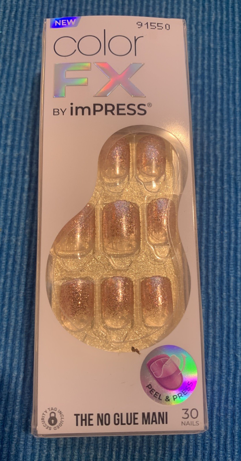 Color Fx Nails By imPRESS Copper Glitter Square Short No Glue Mani Dimension