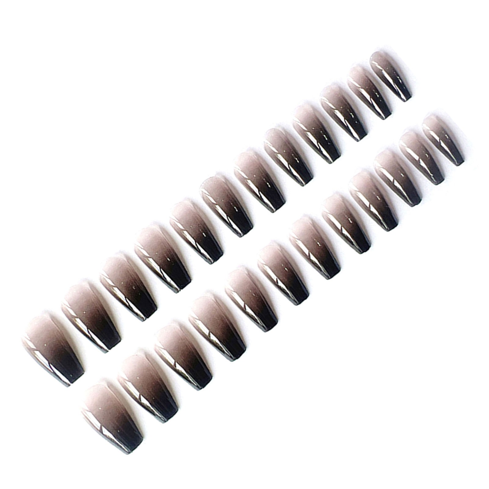 Press on Nails Long Black Gradient French Style Easy to Apply Reusable Fake Nail
