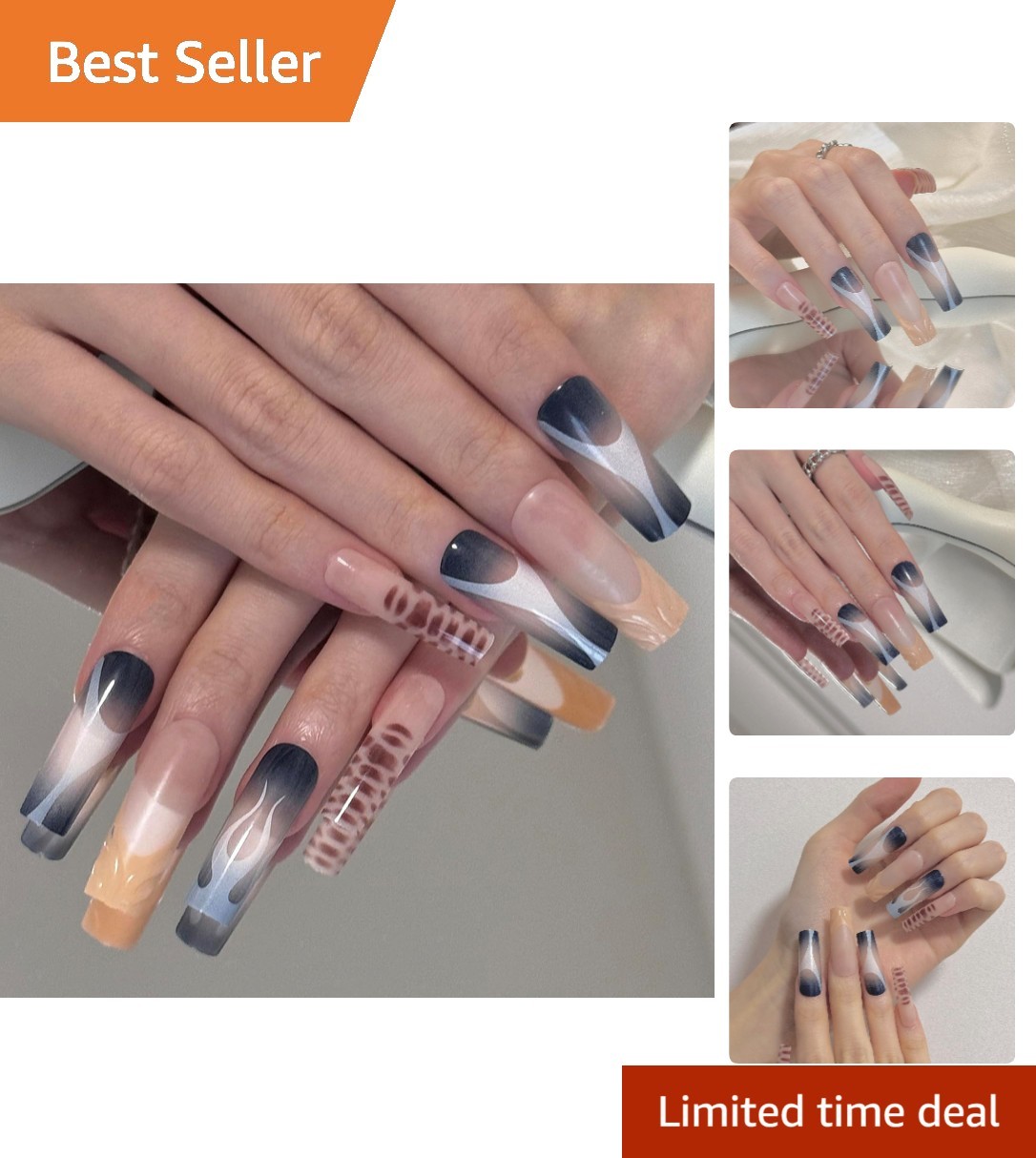 Trendy 24 Pcs Square Press on Nails – Long Acrylic Tips for Effortless Glam