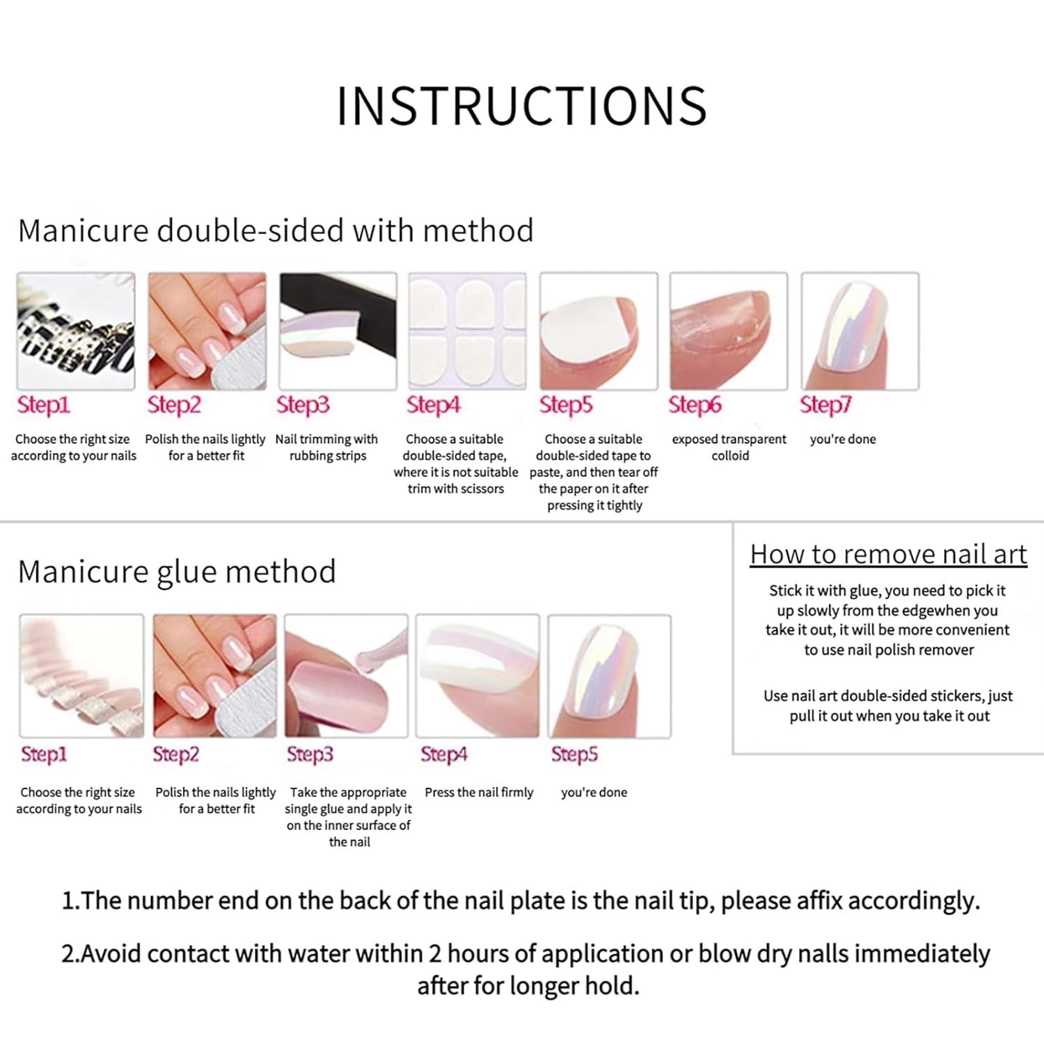 Long Press on Nails Pink Ombre Fake Nails Extra Curve False Nails with Designs S