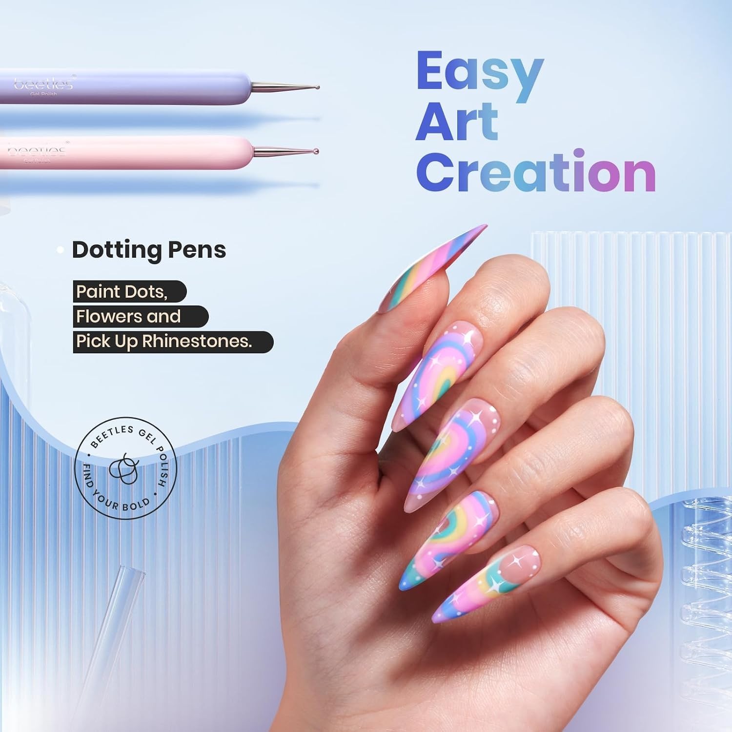 Beetles Gel Polish Nail Art Brushes, 6 Pcs Fingernail Art Design Pens | Wood …