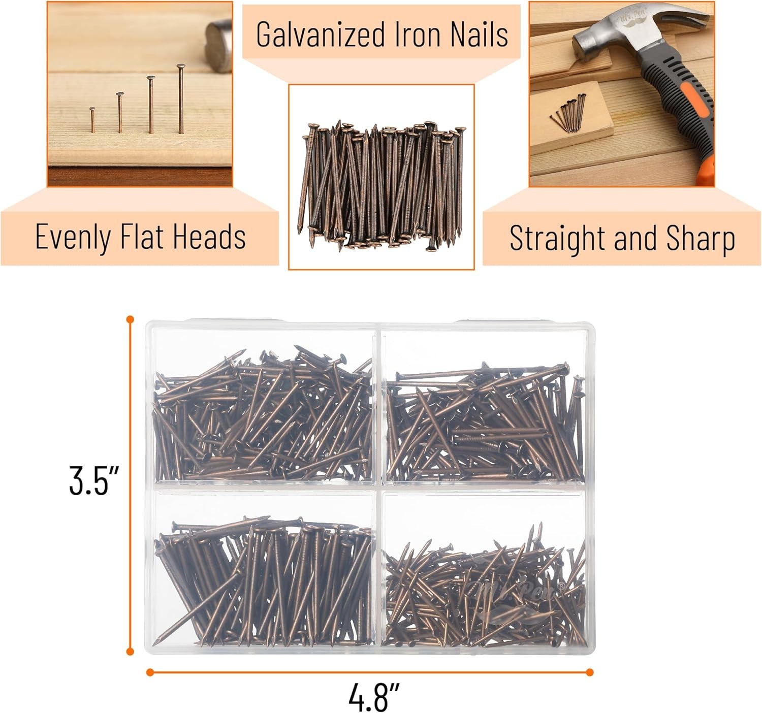 Versatile 600-Pc Nail Assortment Kit for Wood & Drywall Projects in Bronze