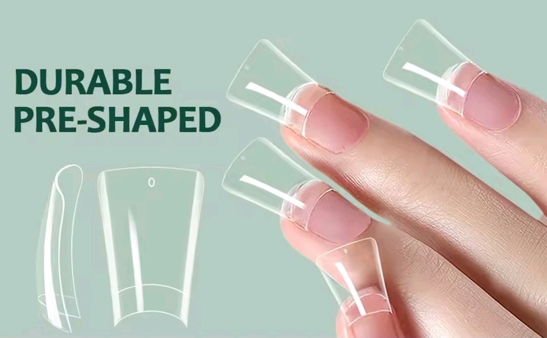 100PCS Duck Nail Tips, Clear Medium Duck Nail Tips for Acrylic Nails-half Cover