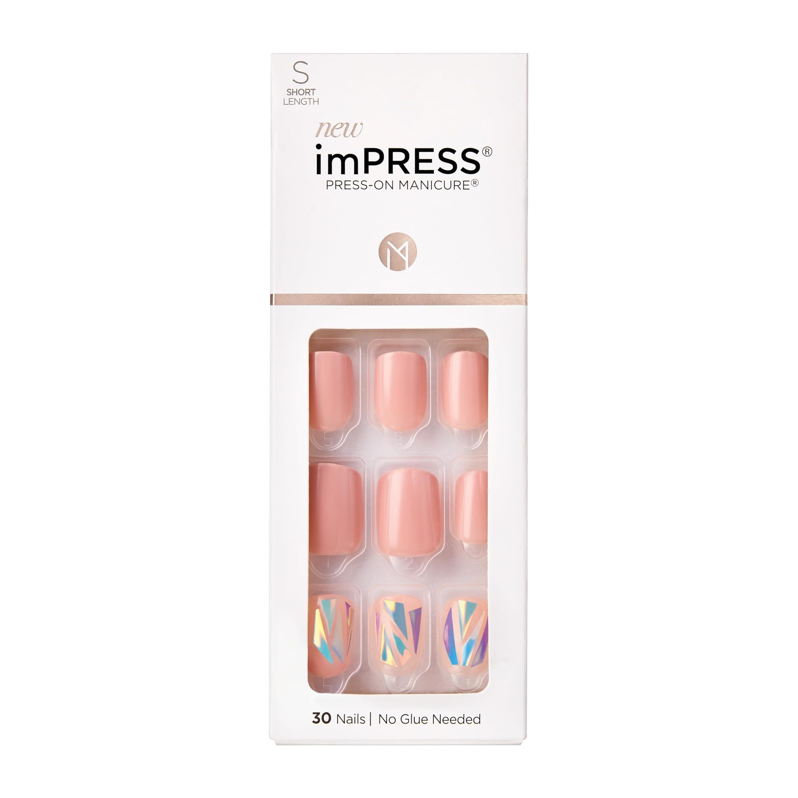 Kiss Impress Press-On Manicure, Nail Kit, PureFit Technology, Short, Miracle