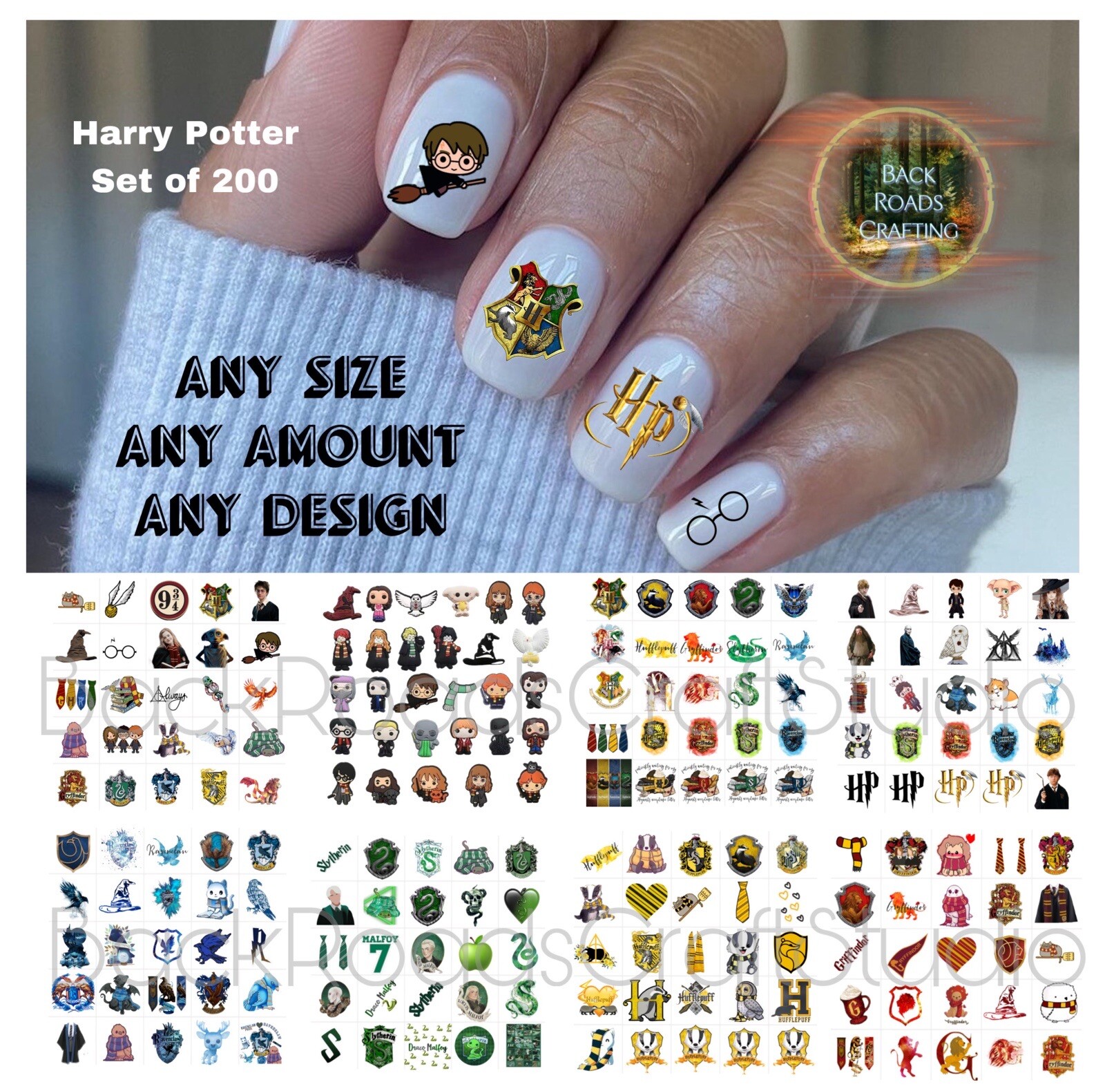 Harry Potter Ravenclaw Slytherin Gryffindor Hufflepuff Nail Art Decals 200