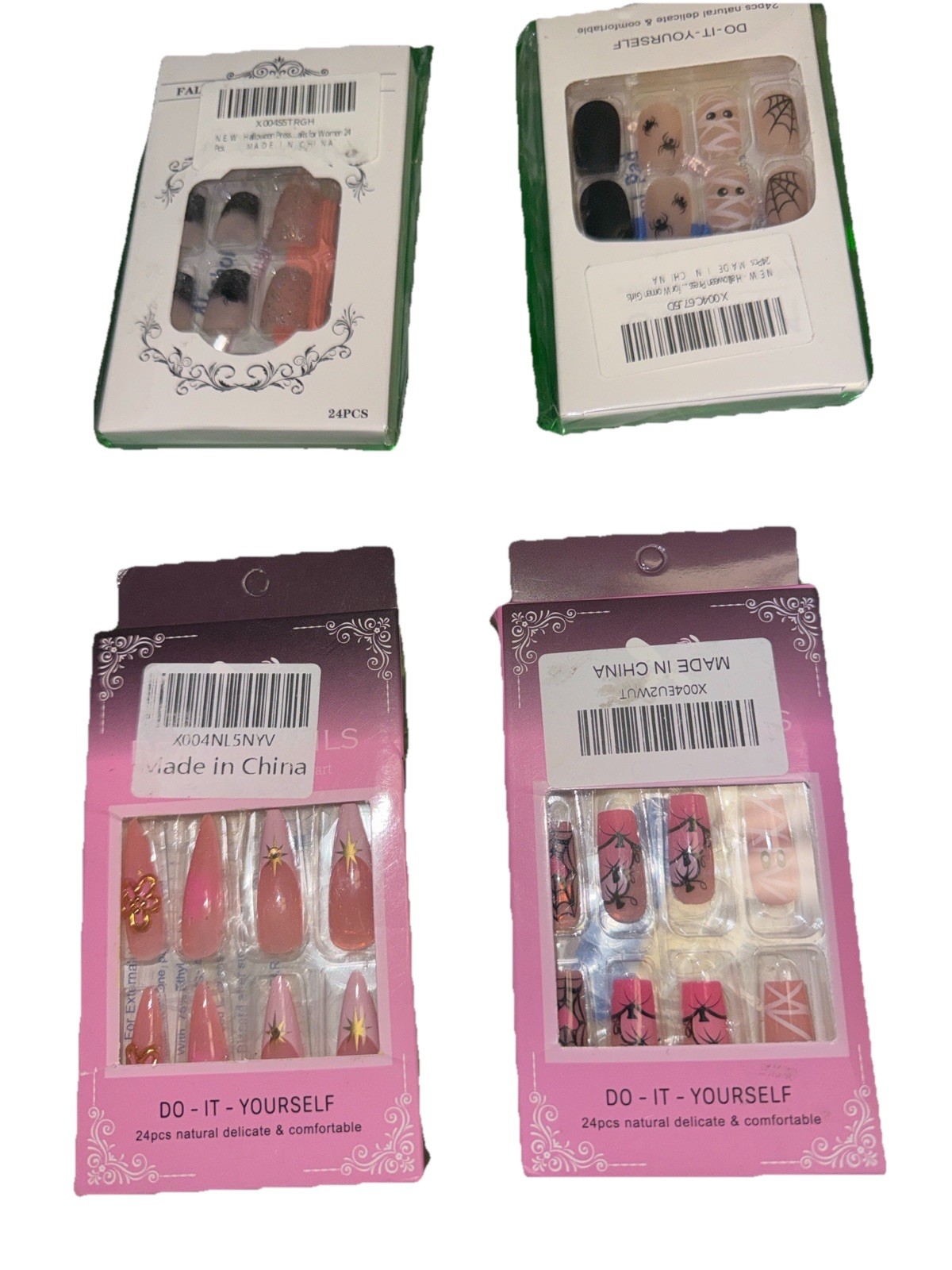 Lot of 14 Press On Nail Sets Mixed Brands Designs As Is See Photos