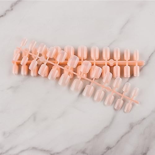 Short Press on Nails 240pc Glossy Press on Nails Short Square Round Point Nude