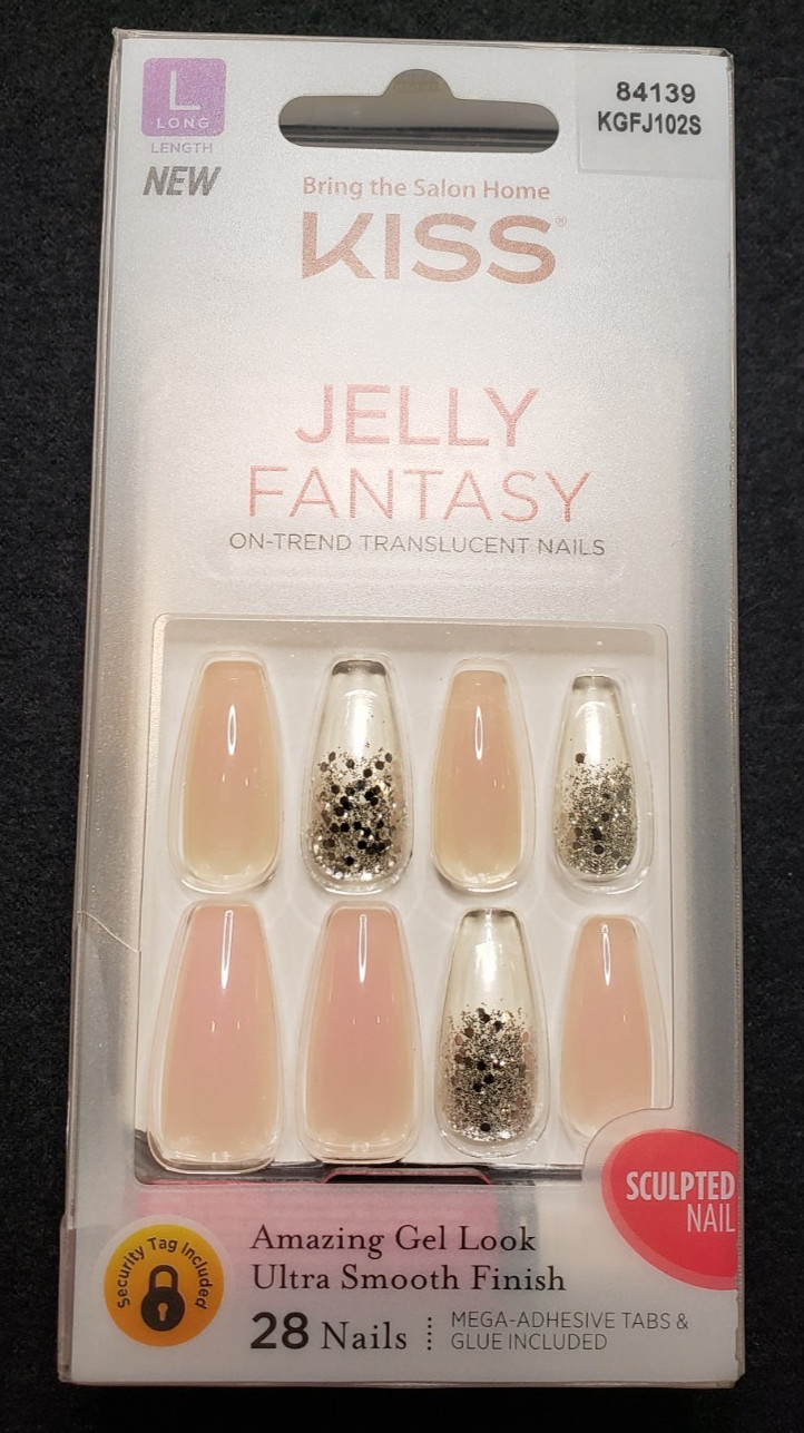 Kiss Jelly Fantasy Nails Ultra Smooth Sculpted Nails Long 84139 KGFJ102S Pink