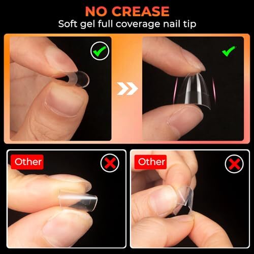 Short Almond Nail Tips 240PCS Half Matte Soft Gel Half Matte Almond Nail Tips
