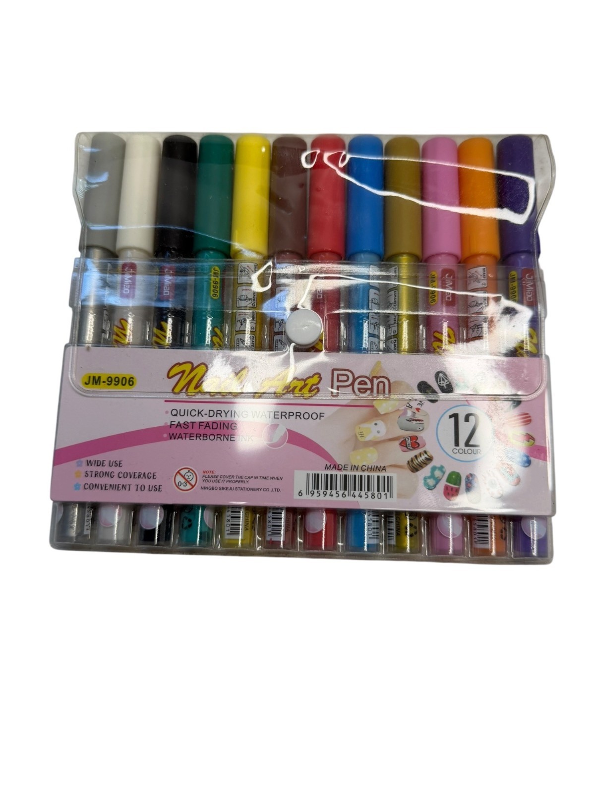 12 Color Nail Art Pen Set Quick-Drying Waterproof Waterborne Ink Design Fun