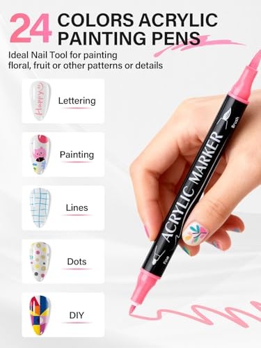 24 Colors Double-End Nail Art Pens for Painting Nails – Quick Dry