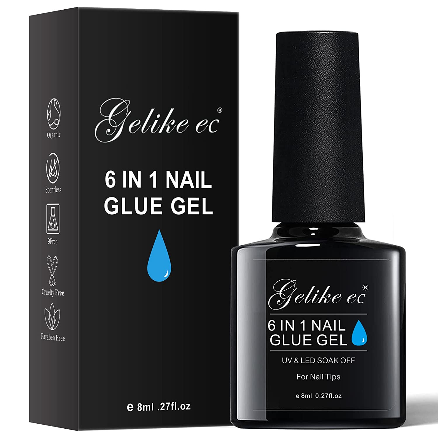 Gel Nail Glue for Press on Nails: 6 in 1 Strong UV Nail Glue for Nail Tips an…
