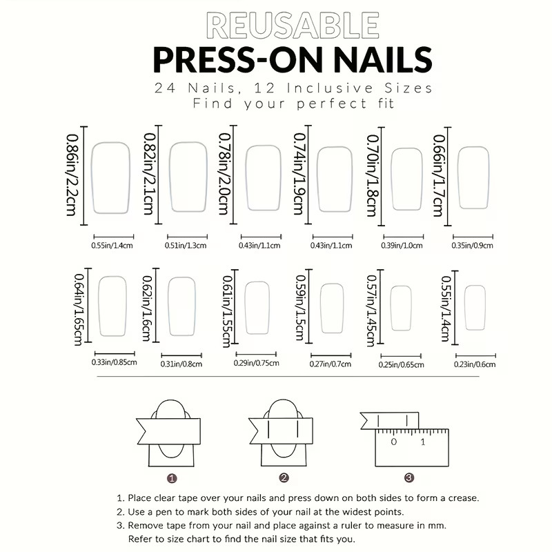24pcs Medium Square Press-On Nails, French Tip Gradient Glossy, Parties, Events