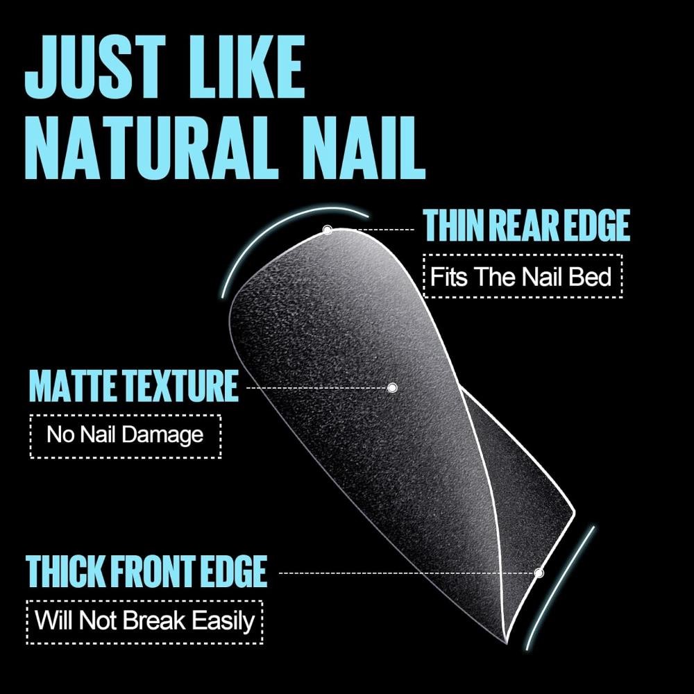 TOMICCA Short Coffin Nail Tips 450Pcs Soft Pre Shaped Gel Nail Tips