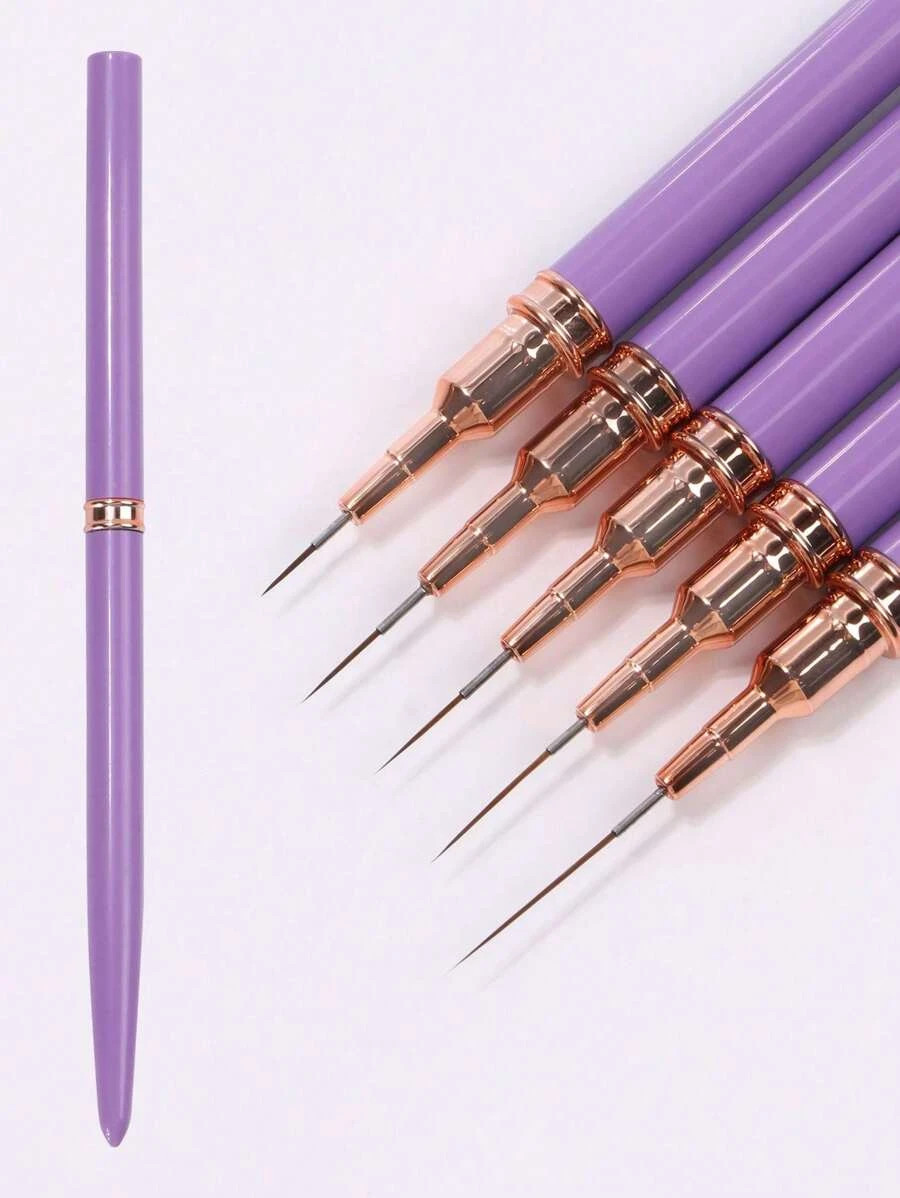 5pcs Nail Art Liner Brush Set UV Gel Painting Fine Line Design Tools
